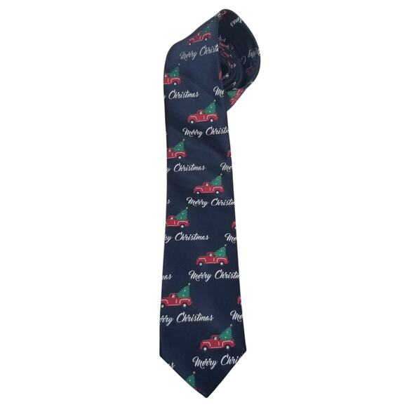 Hallmark Holiday Merry Christmas Men's Navy Blue Tie - Picture 1 of 4
